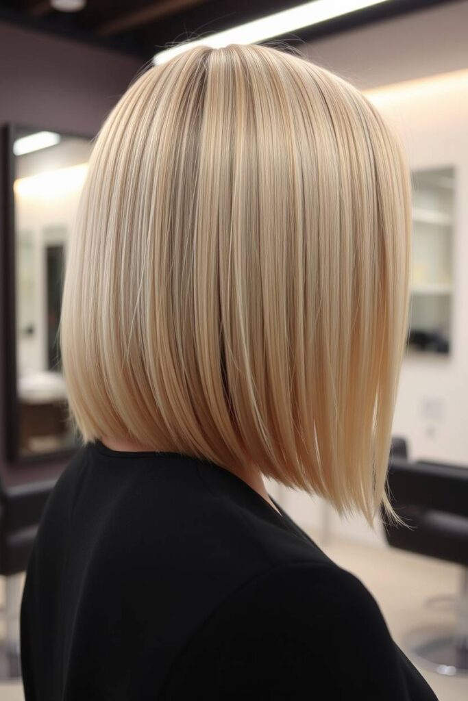 Sleek Straight Butter Blonde Bob
