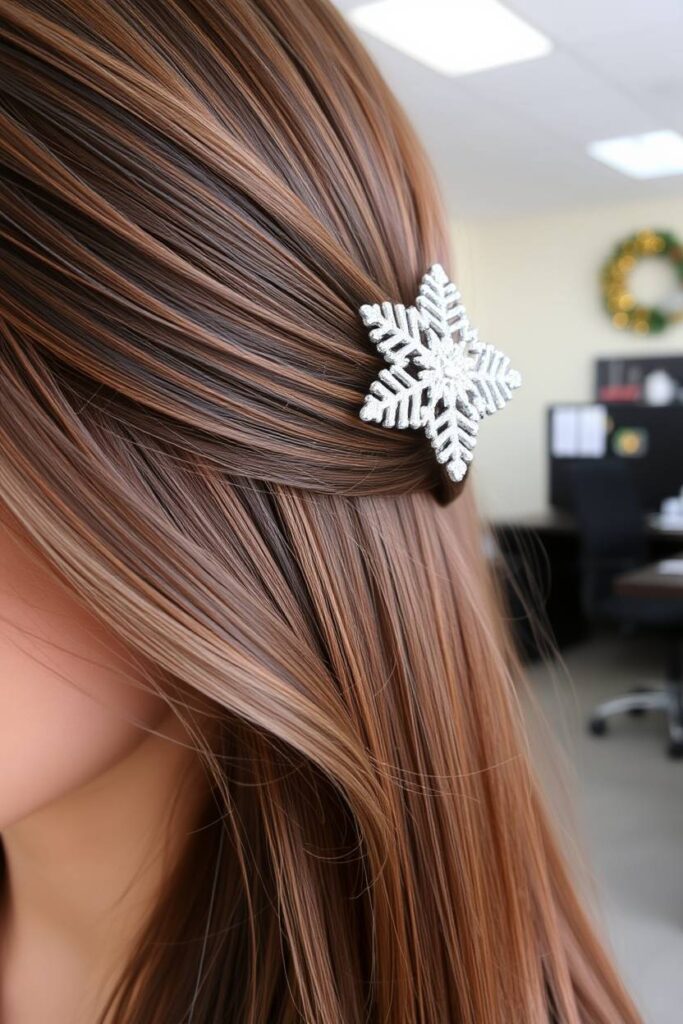 Sleek Straight Hair with Glitter Clip