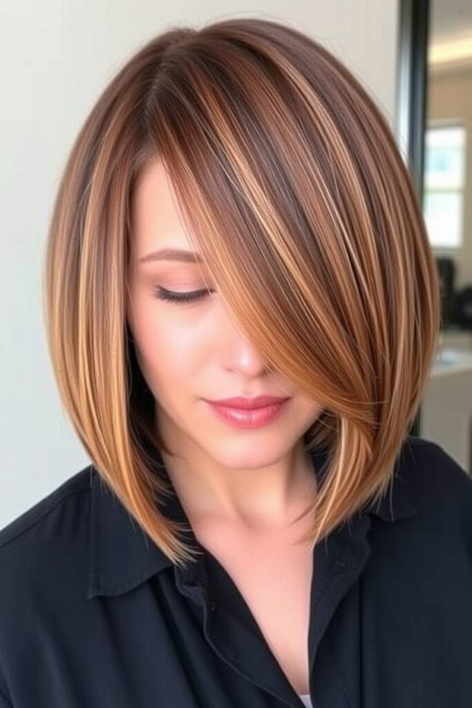 Soft Caramel Balayage on a Bob