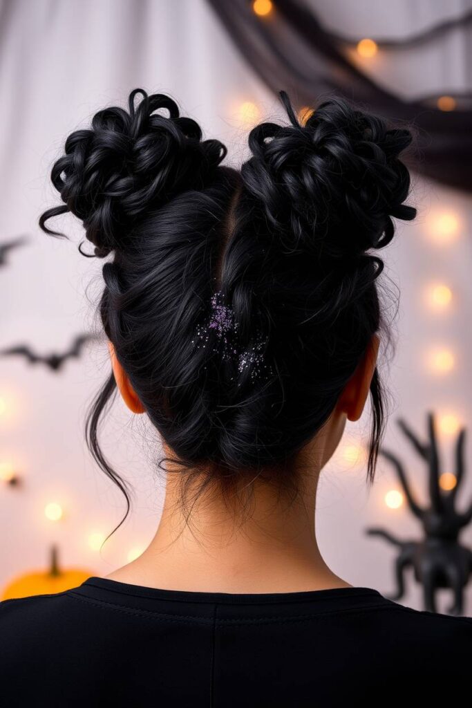 Space Buns with Glitter Roots