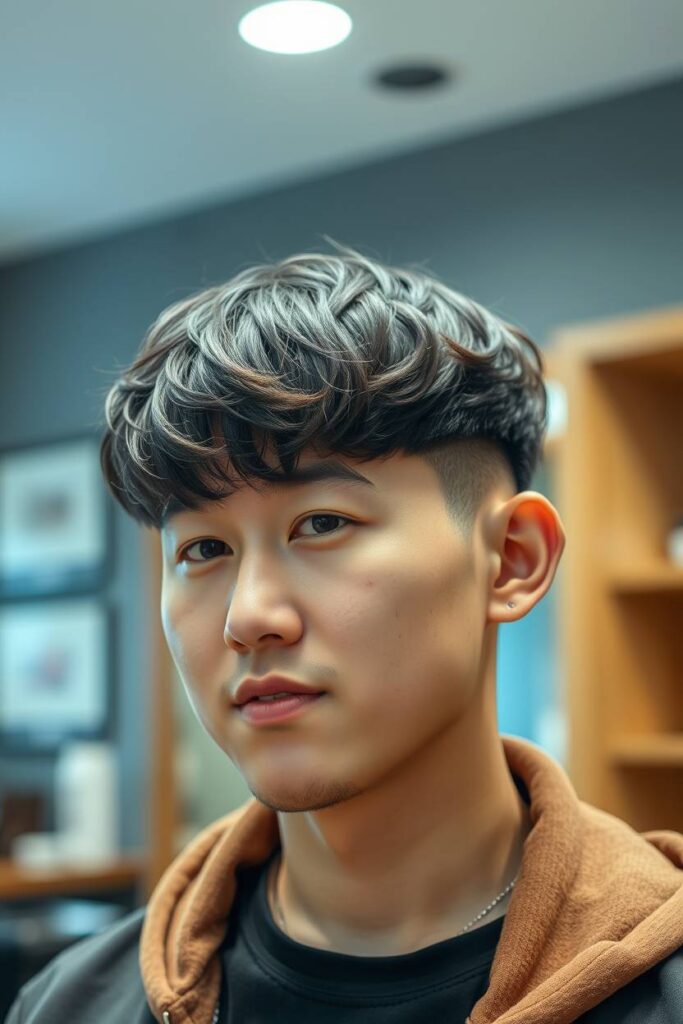 Taper Fade with Wavy Fringe
