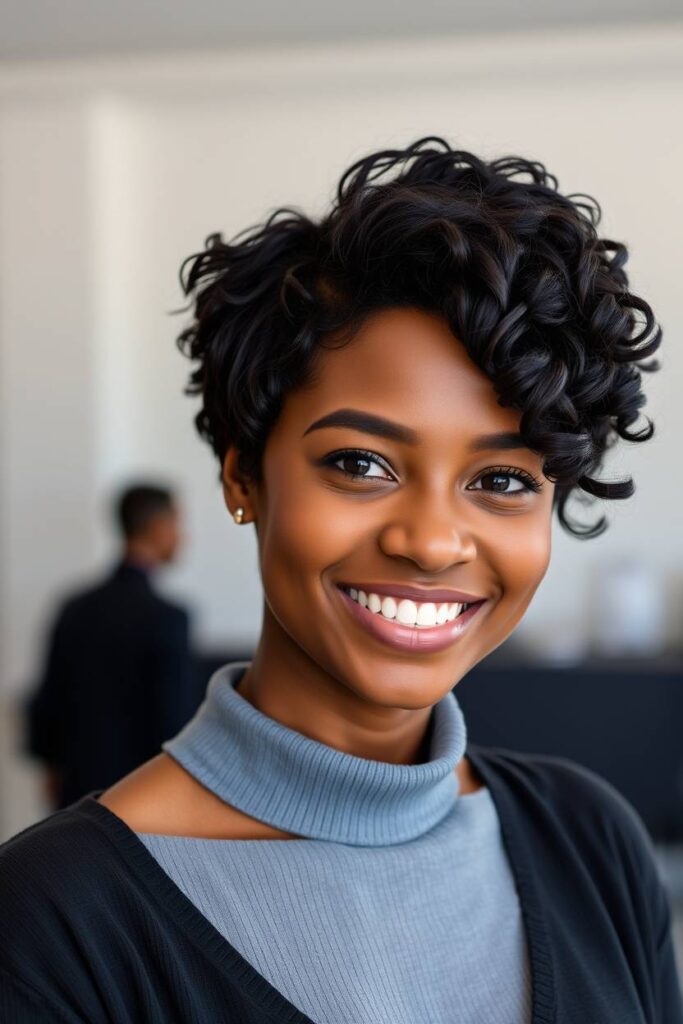 Tapered Curly Pixie Cut