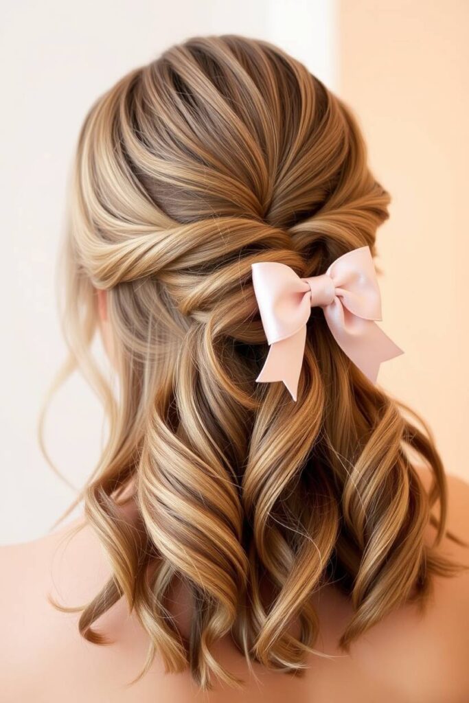 Twisted Half-Up with Satin Bow