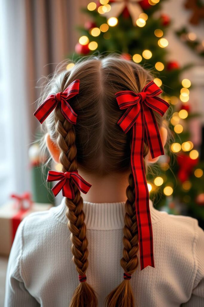Twisted Pigtails with Ribbons
