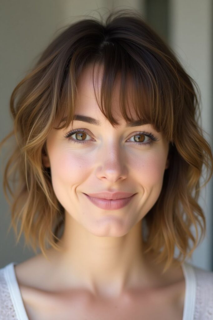 Wispy Bangs with a Medium Cut