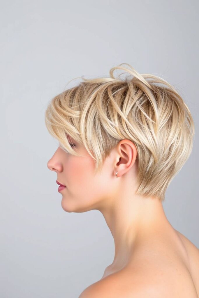 Champagne Blonde Pixie Cut