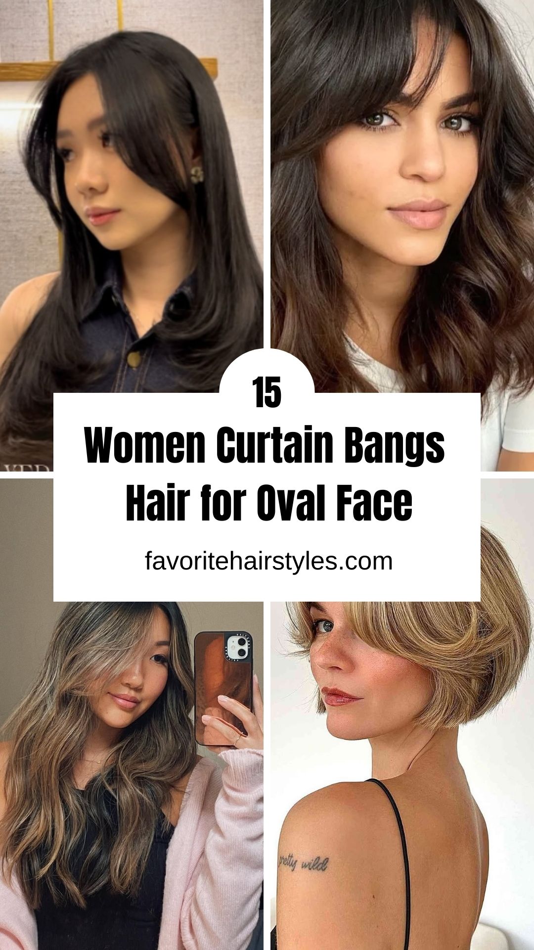 Women Curtain Bangs Hair for Oval Face