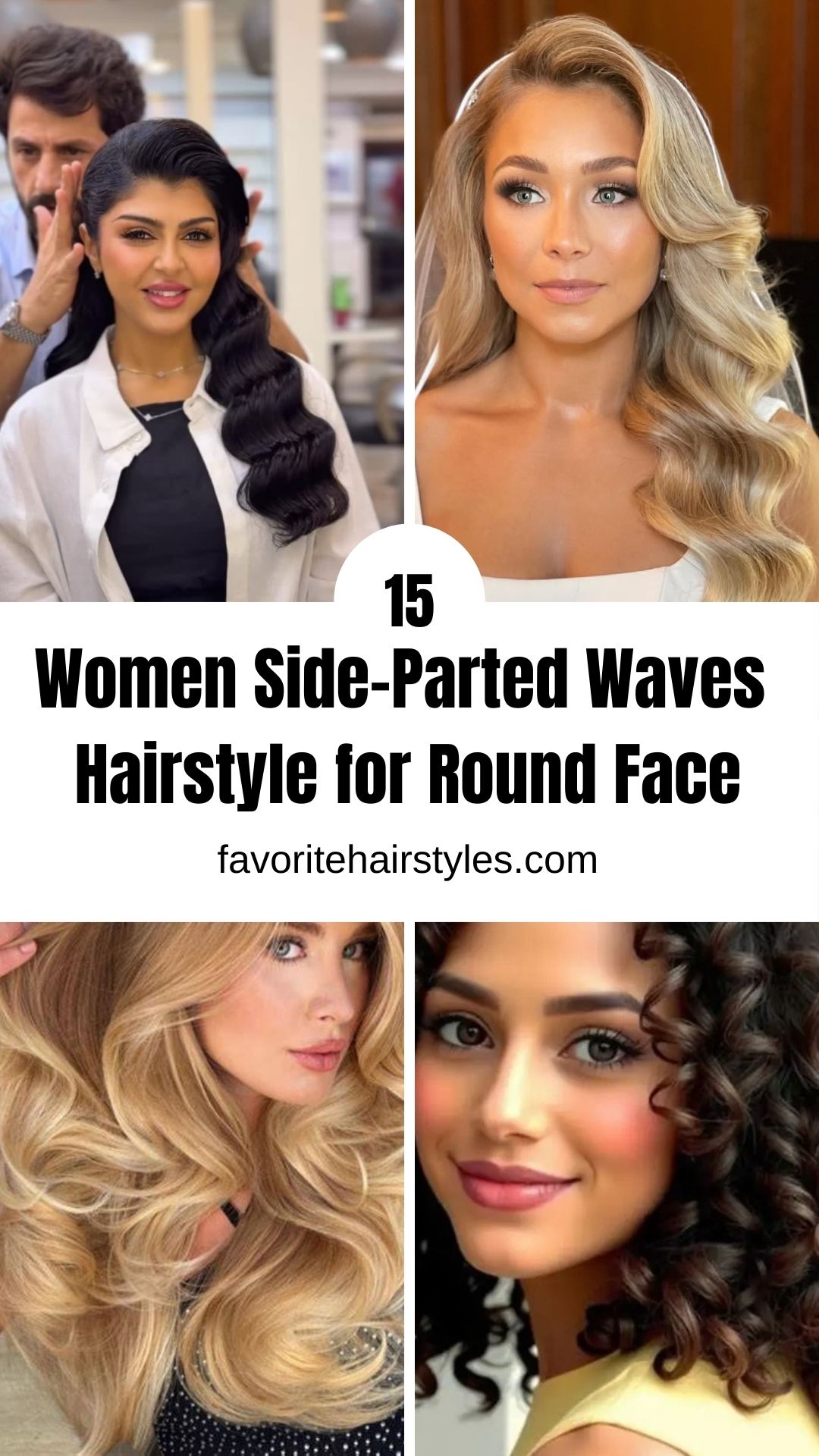 Women Side-Parted Waves Hairstyle for Round Face