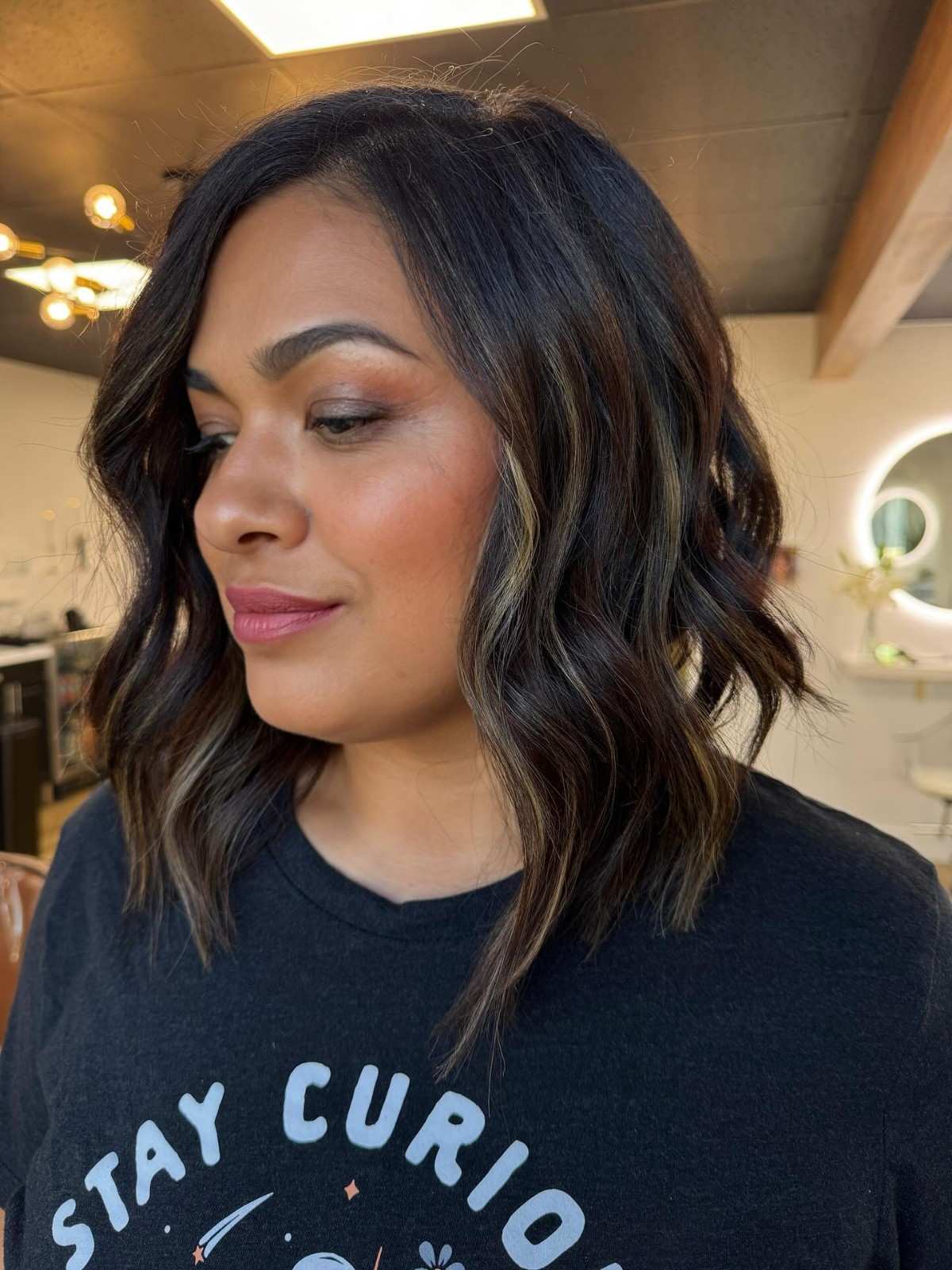 Women Lob with Waves Hairstyle