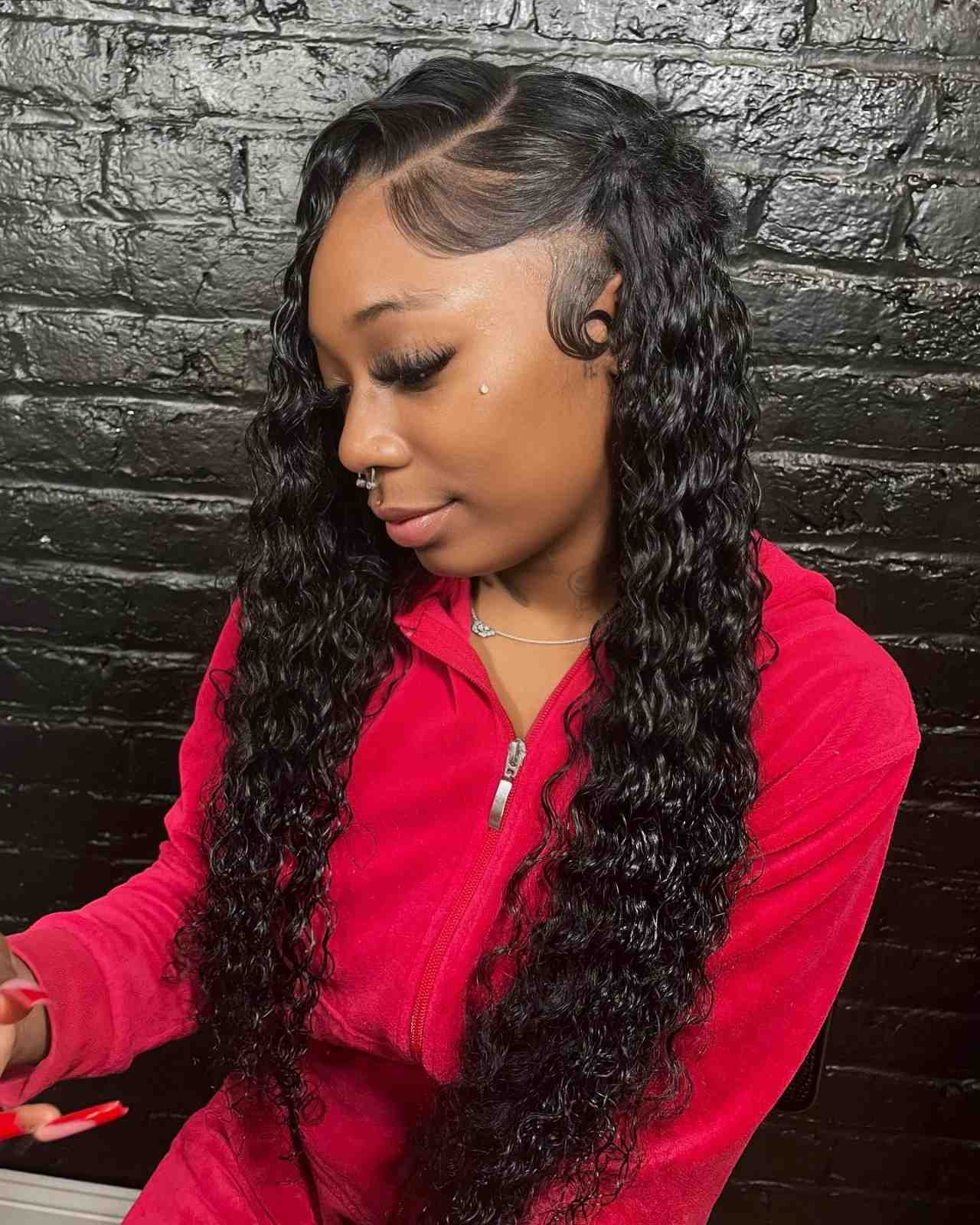 Women Deep Side Part Hairstyle