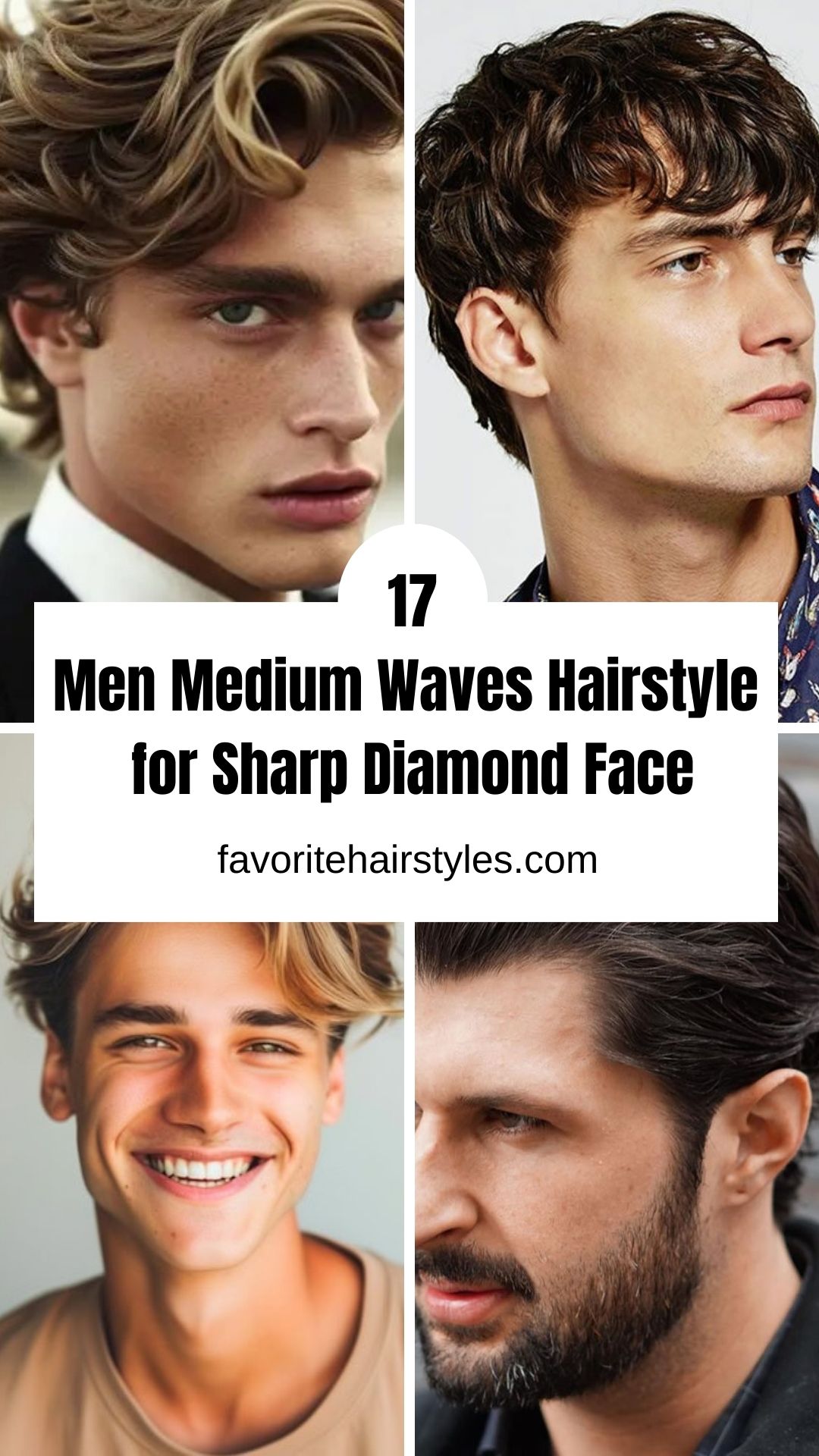 Men Medium Waves Hairstyle for Sharp Diamond Face