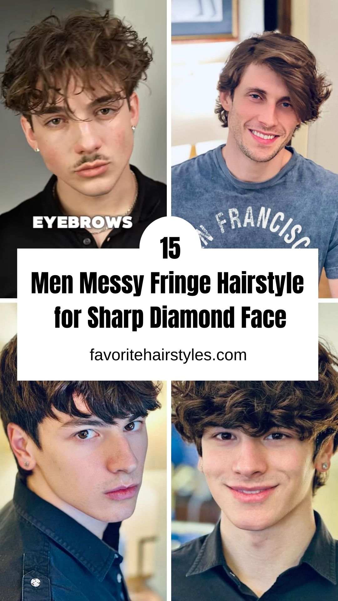 Men Messy Fringe Hairstyle for Sharp Diamond Face
