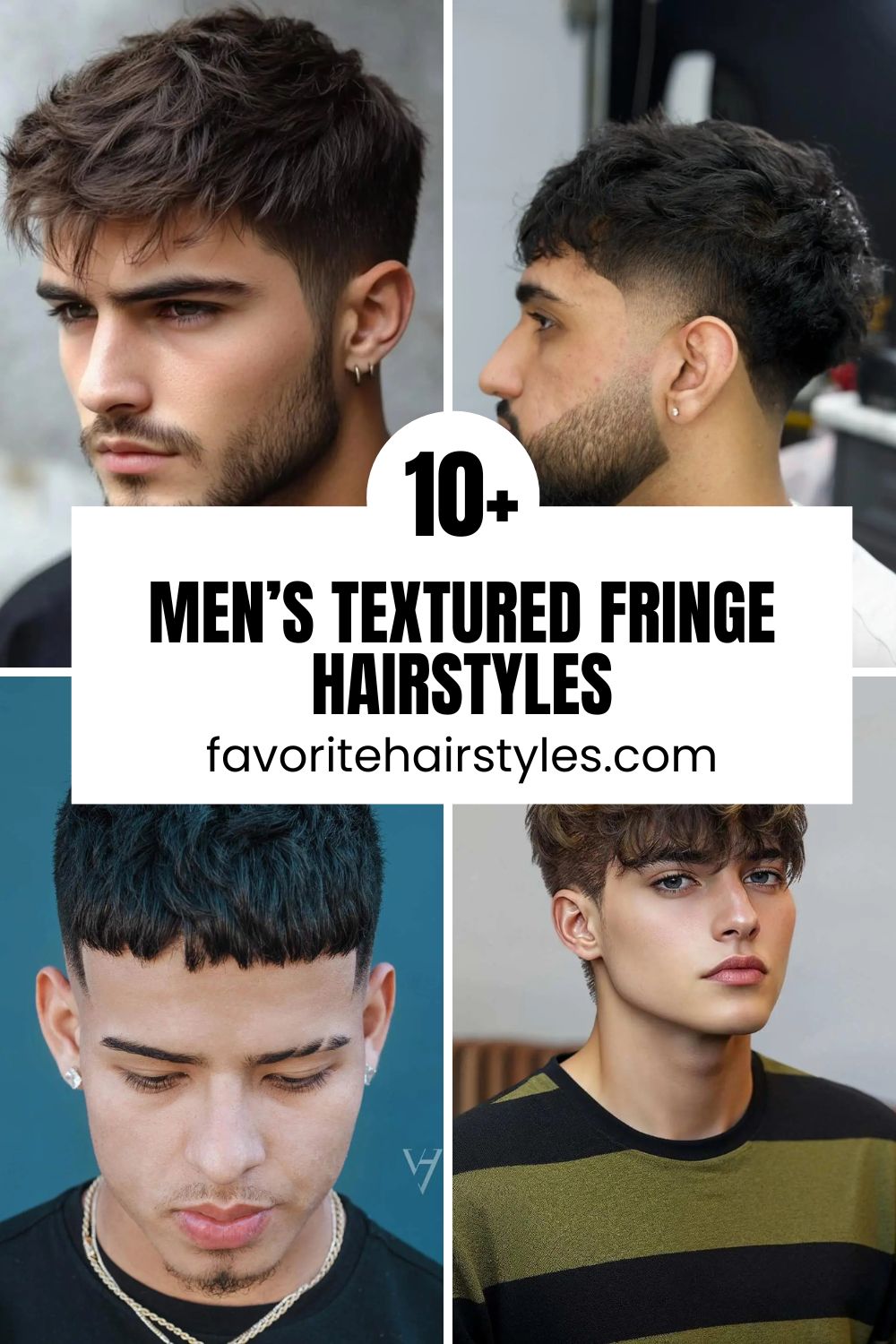 Men Textured Fringe Hairstyle for Heart Face