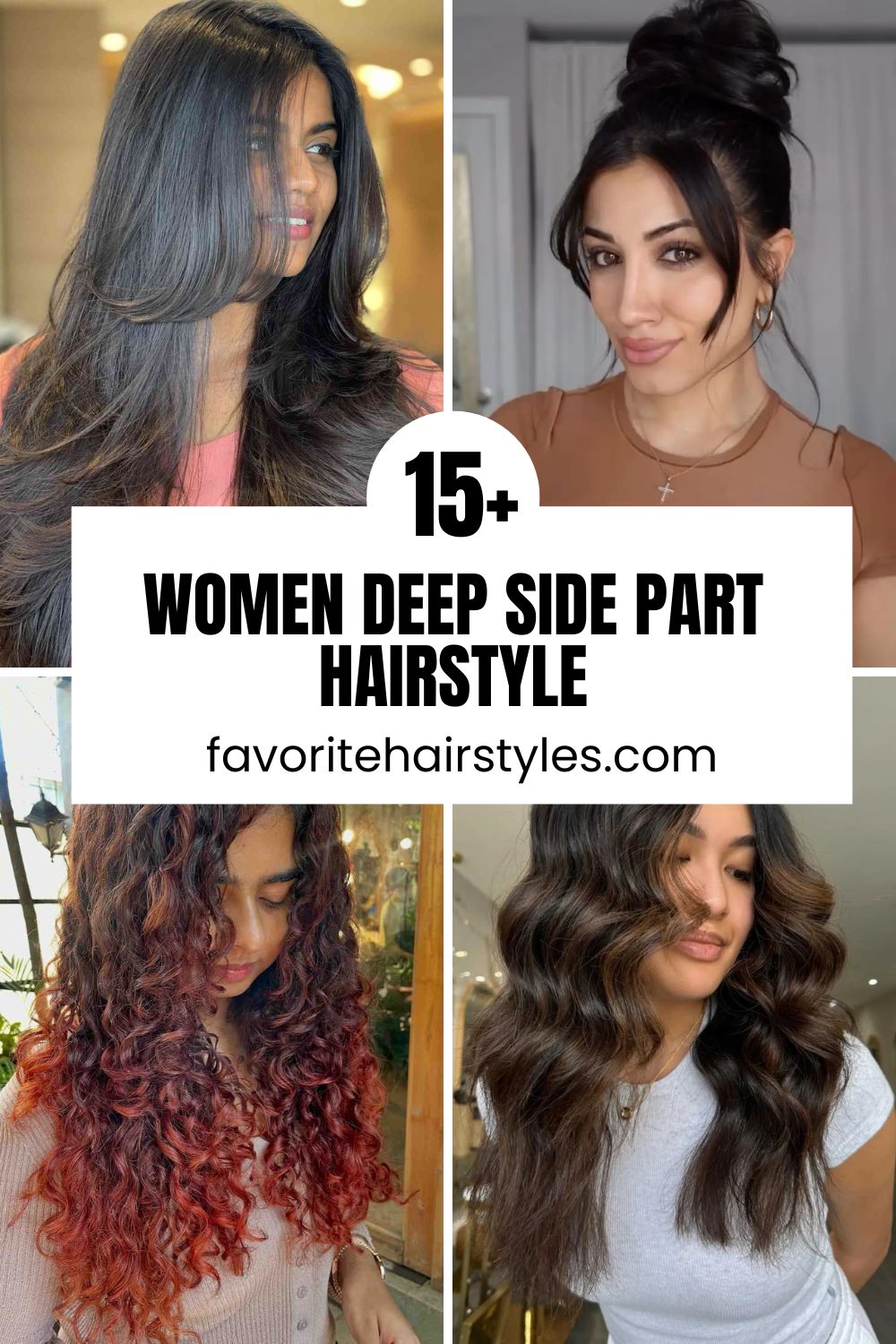 Women Deep Side Part Hairstyle for Heart Face