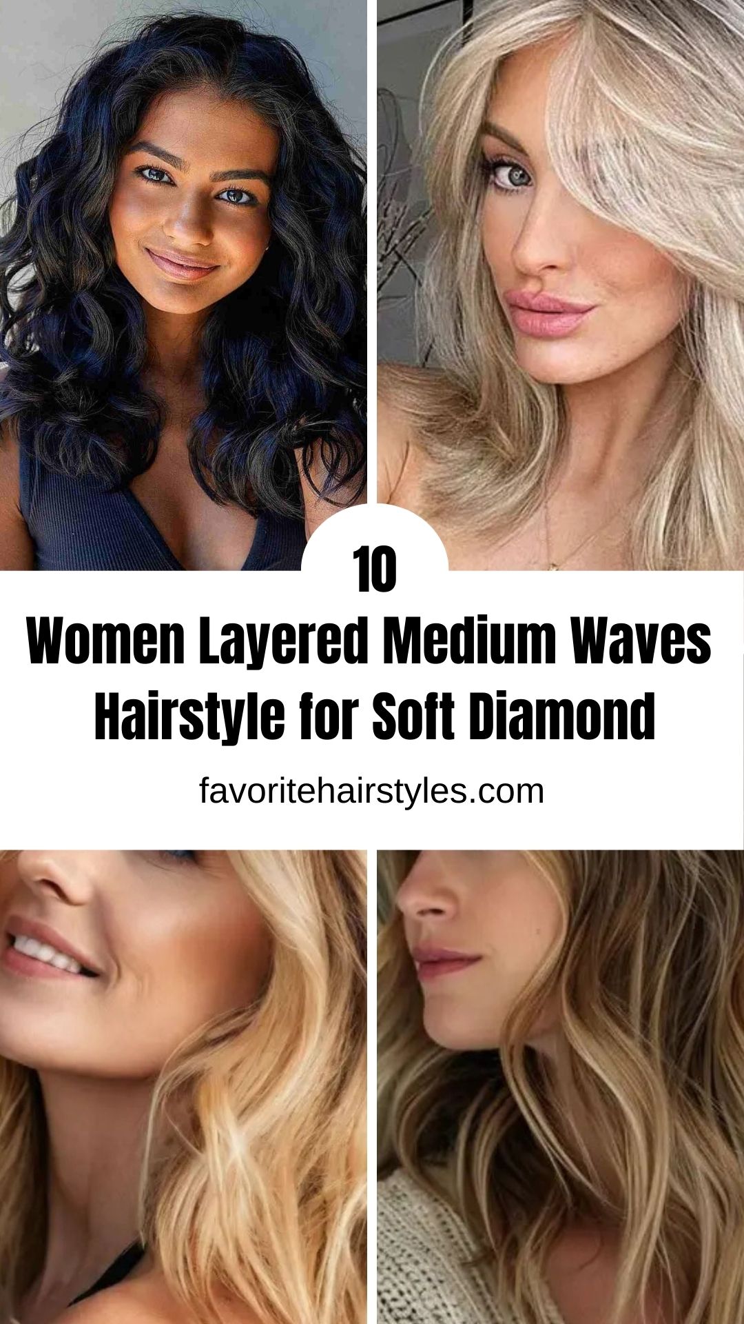 Women Layered Medium Waves Hairstyle for Soft Diamond Face