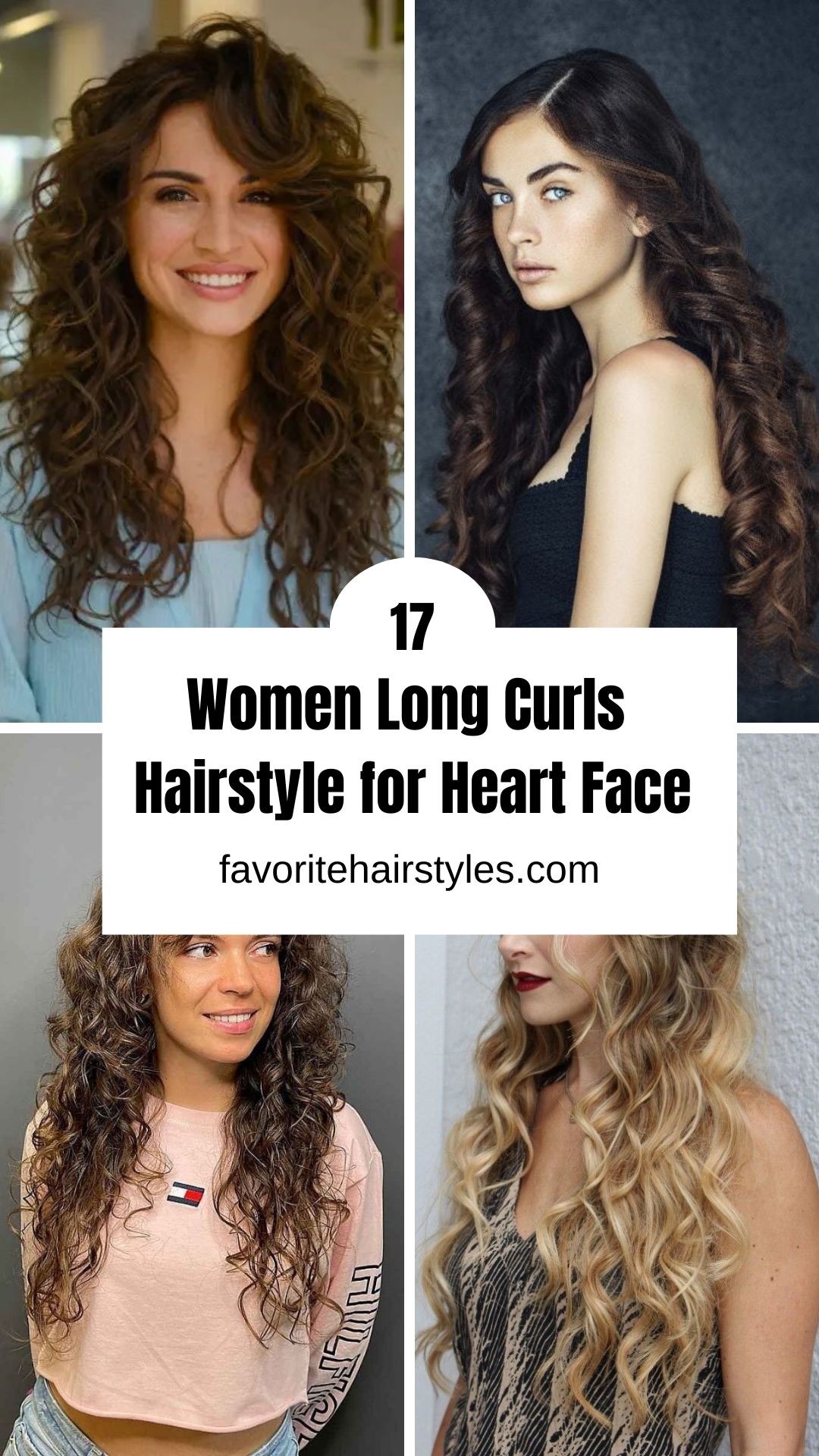 Women Long Curls Hairstyle for Heart Face