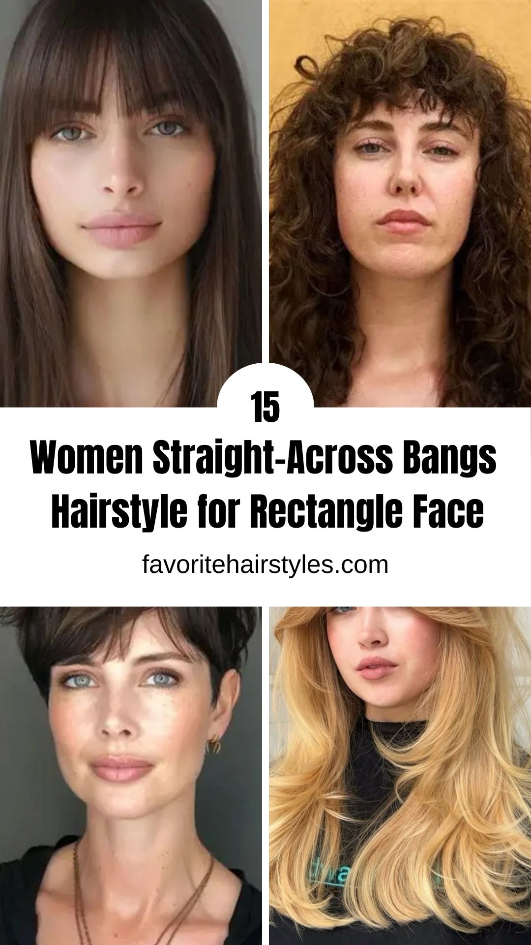 Women Straight-Across Bangs Hairstyle for Rectangle Face