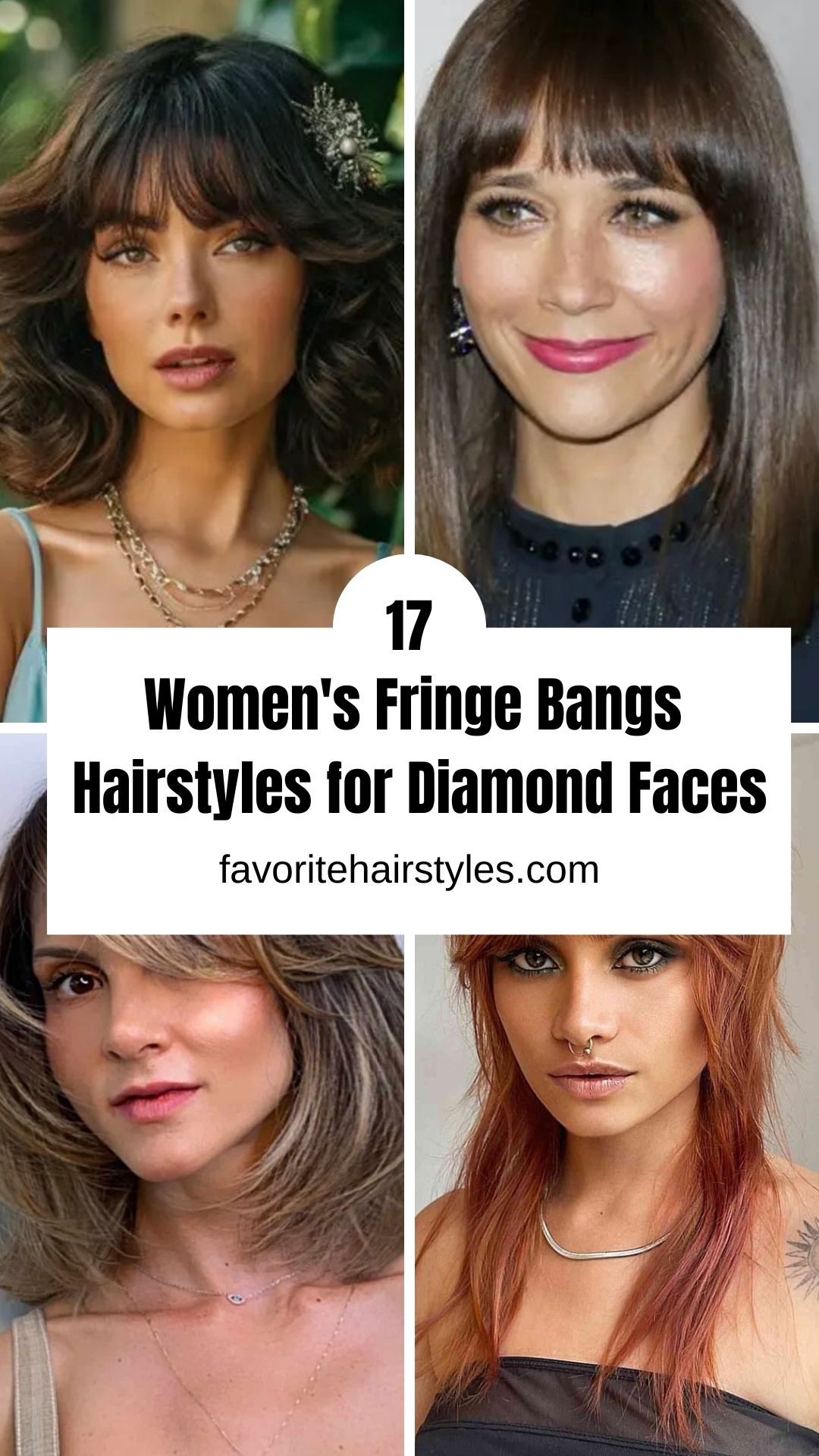 Women's Fringe Bangs Hairstyles for Diamond Face