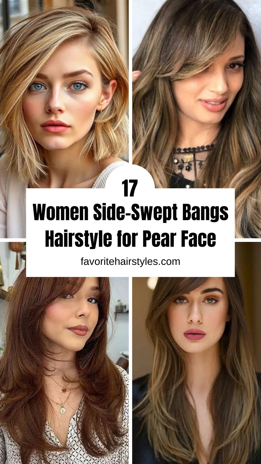 Women Side-Swept Bangs Hairstyle for Pear Face